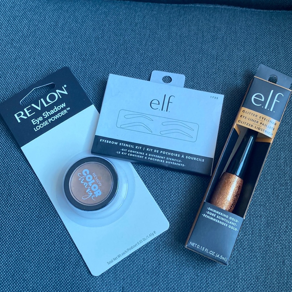 Revlon Eyeshadow, e.l.f. Eyeliner and Eyebrow Stencil